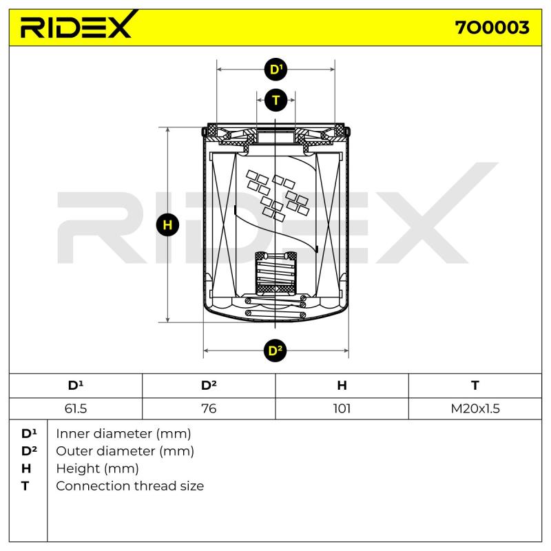Filtre à huile RIDEX 7O0003 - Visuel 1