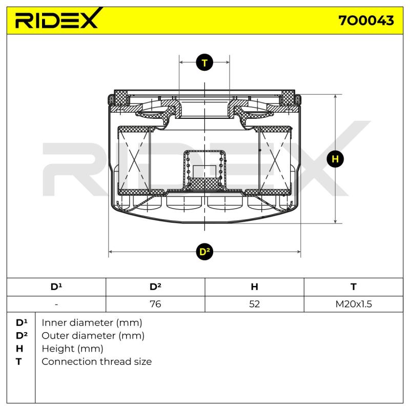 Filtre à huile RIDEX 7O0043 - Visuel 1