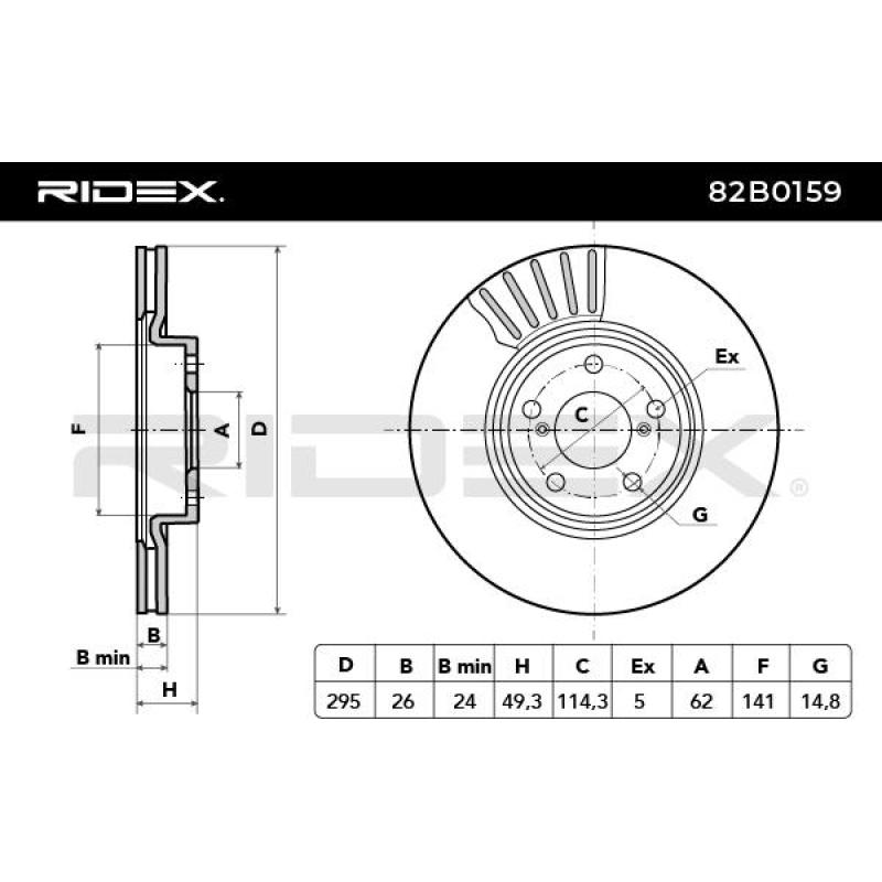 Jeu de 2 disques de frein avant RIDEX 82B0159 - Visuel 2