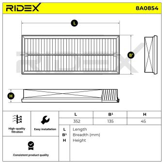 Filtre à air RIDEX OEM 9805552080