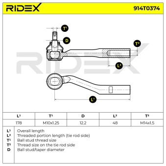 Rotule de barre de connexion RIDEX OEM 381792 Rotule de barre de connexion RIDEX OEM 381792
