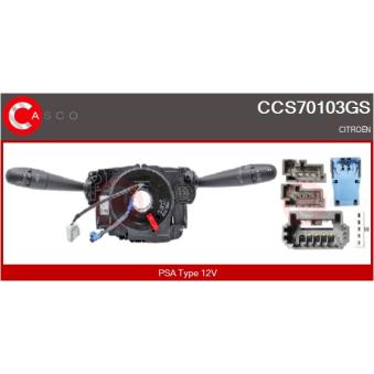 Commutateur de colonne de direction CASCO CCS70103GS pour CITROEN DS3 1.6 Racing - 203cv