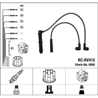 NGK 0890 - Kit de câbles d'allumage