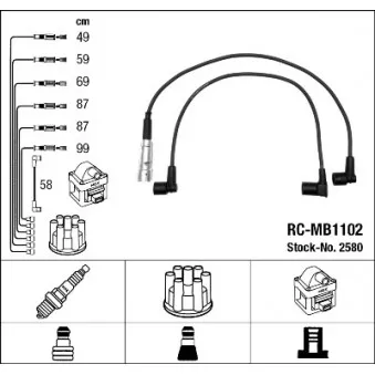 NGK 2580 - Kit de câbles d'allumage