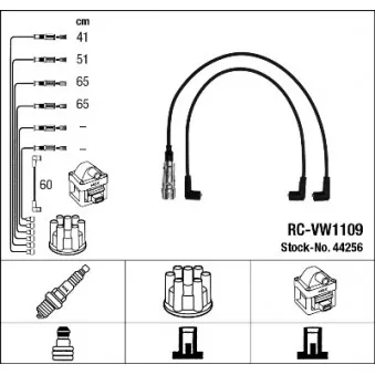 Kit de câbles d'allumage NGK 44256 pour VOLKSWAGEN TRANSPORTER - COMBI 2.1 Syncro - 112cv