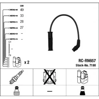Kit de câbles d'allumage NGK 7198 pour RENAULT CLIO 1.4 - 75cv