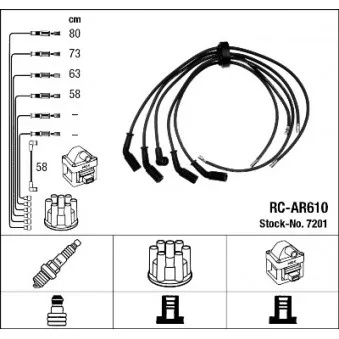 NGK 7201 - Kit de câbles d'allumage