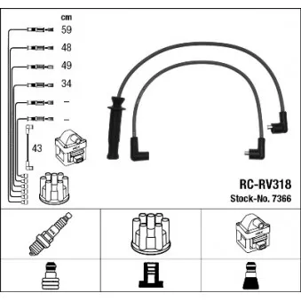 NGK 7366 - Kit de câbles d'allumage