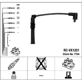 Kit de câbles d'allumage NGK 7704 pour OPEL VECTRA 2.0 i 16V - 150cv