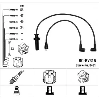NGK 8461 - Kit de câbles d'allumage