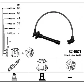 Kit de câbles d'allumage NGK 8650 pour HONDA ACCORD 2.3 - 154cv