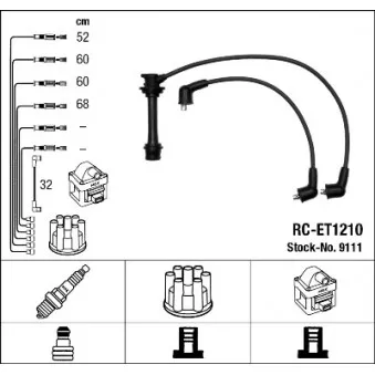 Kit de câbles d'allumage NGK 9111 pour TOYOTA COROLLA 1.6 16V - 115cv