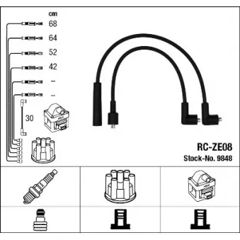 NGK 9848 - Kit de câbles d'allumage