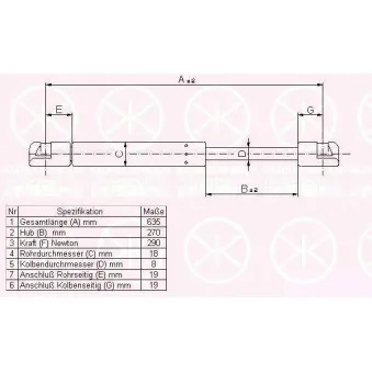 Vérin de hayon, de coffre KLOKKERHOLM 00547120