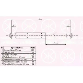 Vérin, capot-moteur KLOKKERHOLM 00602800