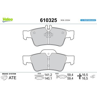 Jeu de 4 plaquettes de frein arrière VALEO OEM 0064200120 Jeu de 4 plaquettes de frein arrière VALEO OEM 0064200120