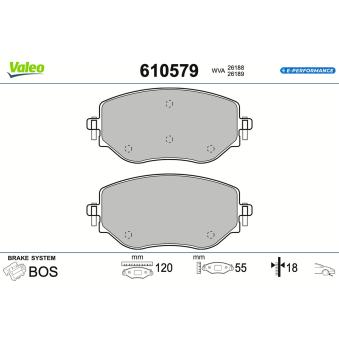 Jeu de 4 plaquettes de frein avant VALEO [610579]