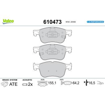 Jeu de 4 plaquettes de frein avant VALEO OEM 2209149 Jeu de 4 plaquettes de frein avant VALEO OEM 2209149
