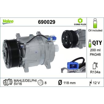 Compresseur, climatisation VALEO 690029 pour VOLKSWAGEN GOLF 1.8 - 75cv