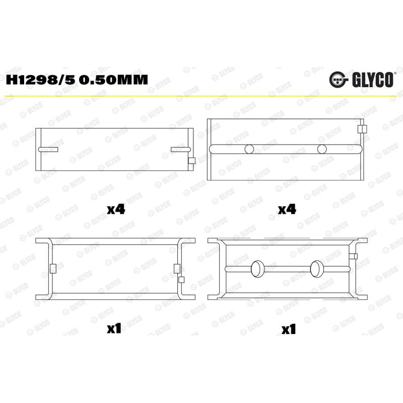 Coussinet de paliers de vilebrequin GLYCO H1298/5 0.50MM - Visuel 1