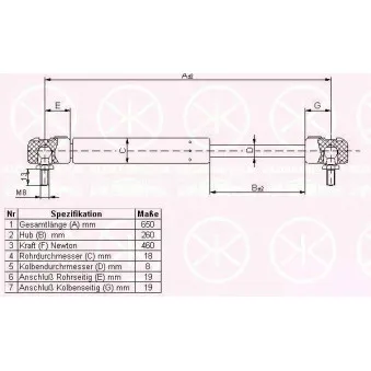 Vérin de hayon, de coffre KLOKKERHOLM 37247100