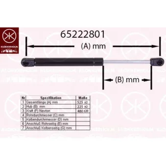 Vérin, capot-moteur KLOKKERHOLM OEM 30586552