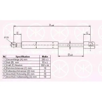 Vérin de hayon, de coffre KLOKKERHOLM 65267100