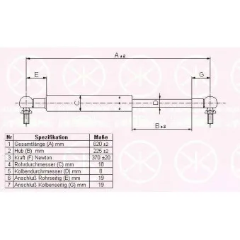 Vérin de hayon, de coffre KLOKKERHOLM [81427122]