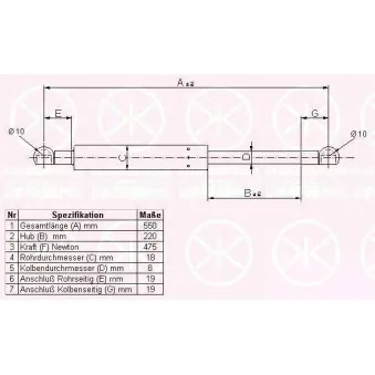 Vérin de hayon, de coffre KLOKKERHOLM OEM 3436644