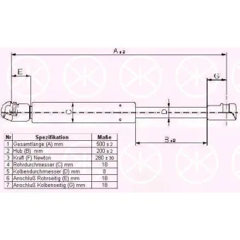 Vérin, capot-moteur KLOKKERHOLM OEM 6E0823359D