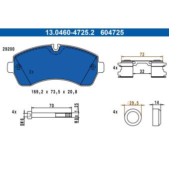 Jeu de 4 plaquettes de frein avant ATE OEM 2e0698151c Jeu de 4 plaquettes de frein avant ATE OEM 2e0698151c