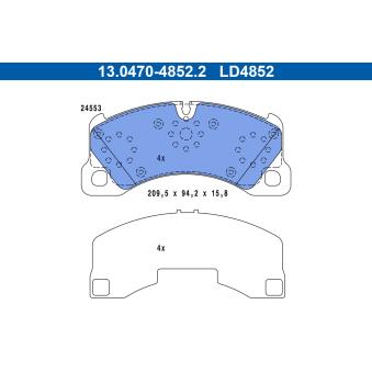 Jeu de 4 plaquettes de frein avant ATE OEM 95835193900