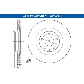 Jeu de 2 disques de frein avant ATE 24.0125-0240.1 pour MAZDA MX-30 e-SKYACTIV - 145cv