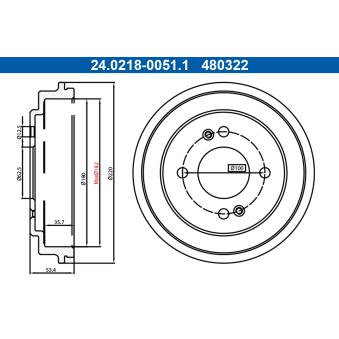 Tambour de frein ATE [24.0218-0051.1]