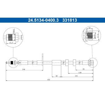 Flexible de frein ATE 24.5134-0400.3 pour FORD FOCUS 1.5 TDCi - 120cv