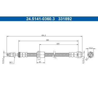 Flexible de frein ATE 24.5141-0360.3 pour MINI MINI Cooper S JCW - 211cv