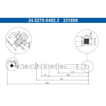 Flexible de frein ATE 24.5270-0492.3 pour CITROEN C4 BLUEHDI 110 - 110cv