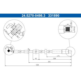 Flexible de frein ATE 24.5270-0498.3 pour CITROEN C4 BLUEHDI 110 - 110cv
