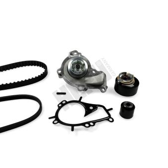 Pompe à eau + kit de courroie crantée/courroie striée HEPU PK09090 pour CITROEN C3 1.2 THP 110 - 110cv