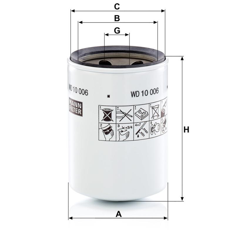 Filtre, système hydraulique de travail MANN-FILTER WD 10 006 - Visuel 2