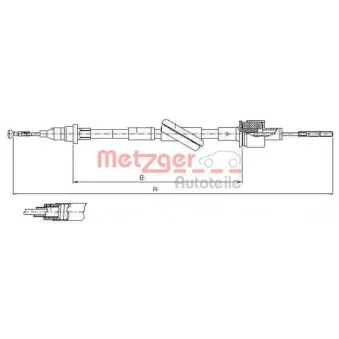Tirette à câble, commande d'embrayage METZGER 10.2444 pour FORD TRANSIT 2.5 DI - 69cv