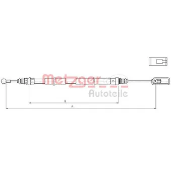METZGER 10.4721 - Tirette à câble, frein de stationnement arrière droit