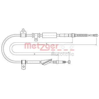 METZGER 10.5238 - Tirette à câble, frein de stationnement arrière droit