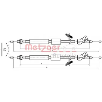Tirette à câble, frein de stationnement METZGER OEM 3M512A603EC
