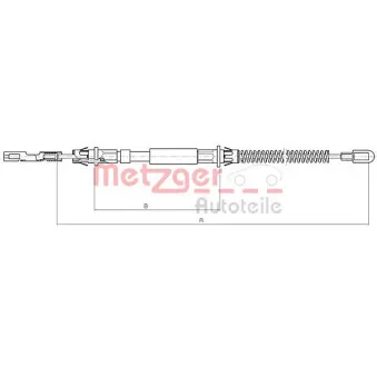 METZGER 10.5972 - Tirette à câble, frein de stationnement arrière droit