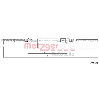 METZGER 10.6201 - Tirette à câble, frein de stationnement arrière gauche