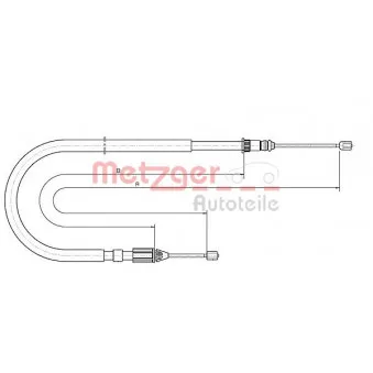 METZGER 10.6684 - Tirette à câble, frein de stationnement arrière gauche