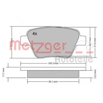 METZGER 1170106 - Jeu de 4 plaquettes de frein arrière