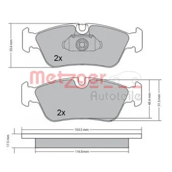 Jeu de 4 plaquettes de frein avant METZGER OEM 34116767147