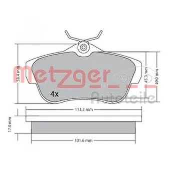 METZGER 1170192 - Jeu de 4 plaquettes de frein arrière